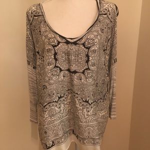CAbi black & white blouse